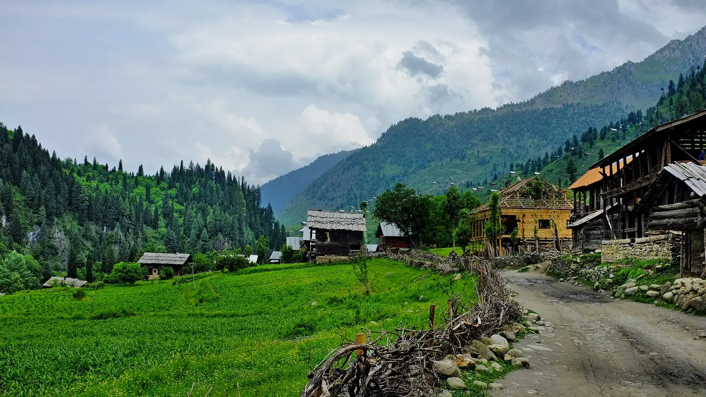 A road through village of Halmat, Neelam Valley, Kashmir, Pakistan