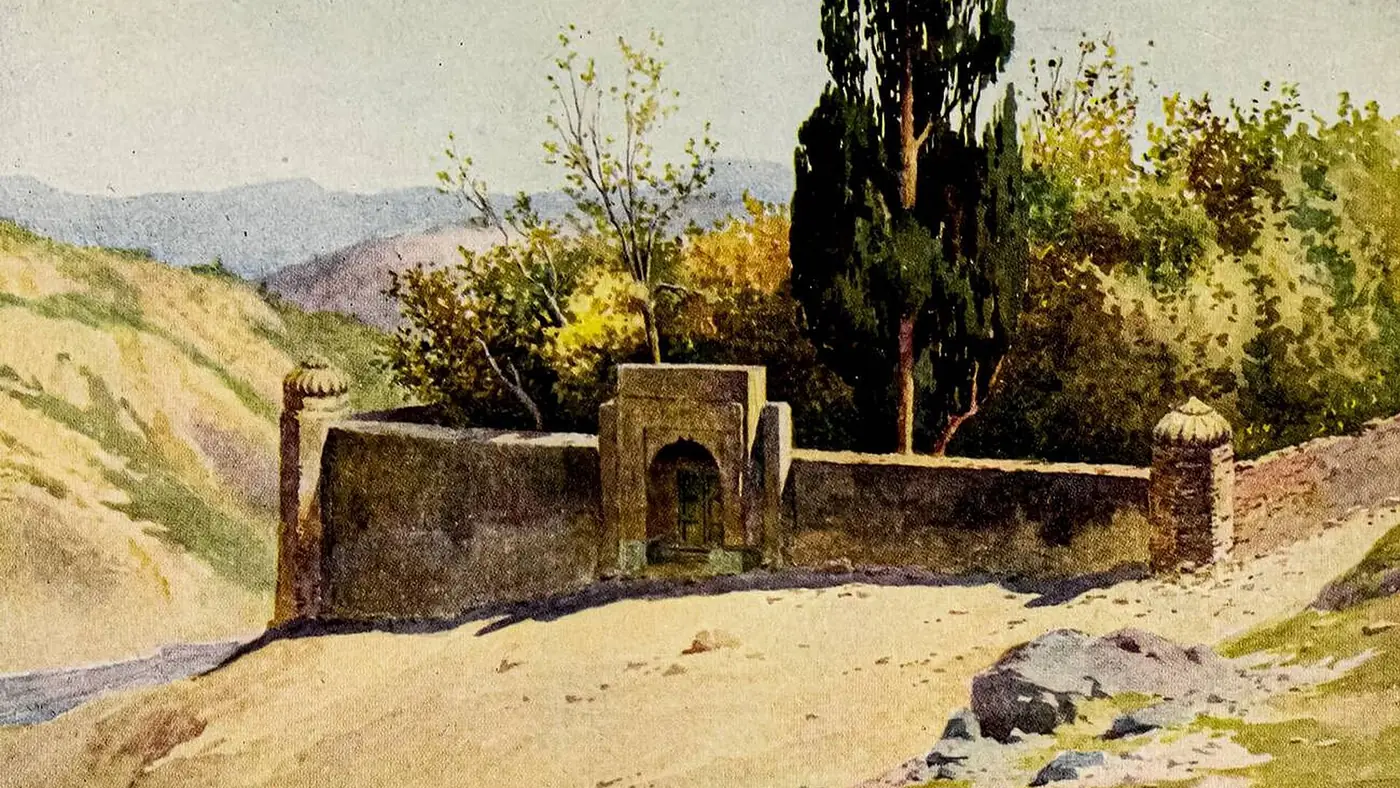 Painting of the Tomb of Lala Rukh, Hasan Abdal, Punjab, by Edward Molyneux, published in