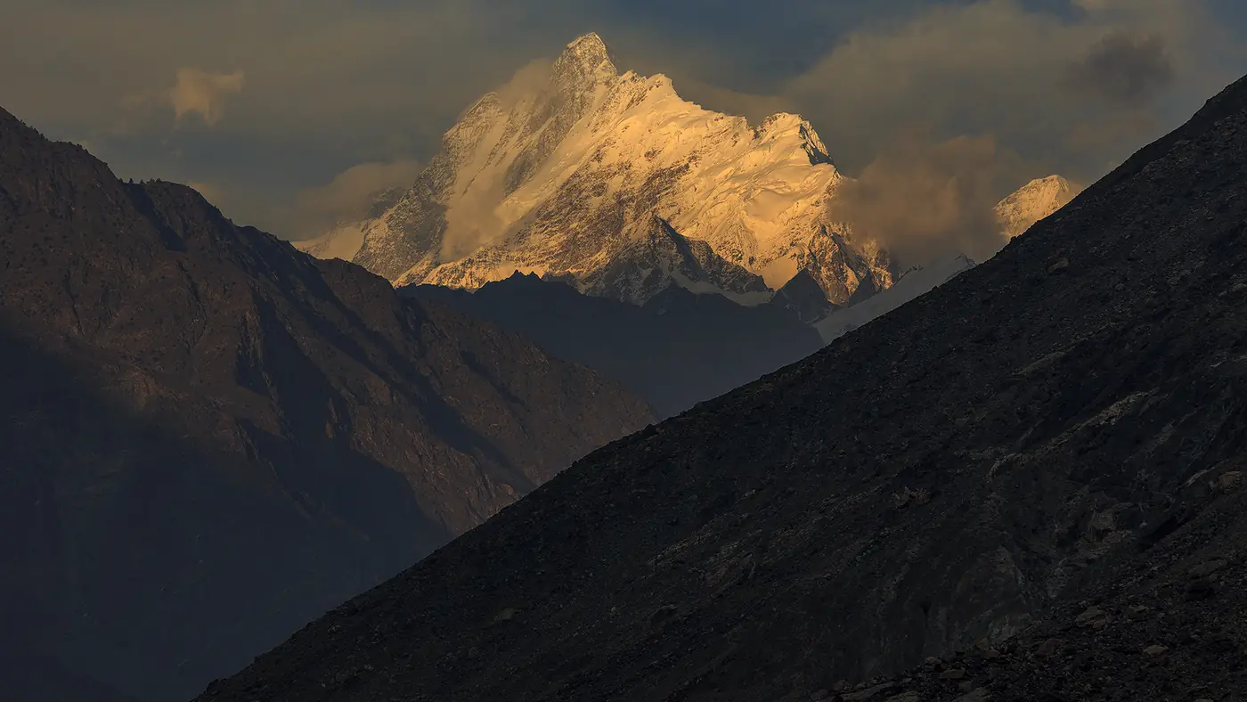 Malubiting from Skardu-Gilgit road at sunset